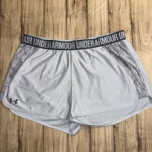 Under Armour Women’s Running Shorts Size XL Gray Heatgear Pockets Loose Fit